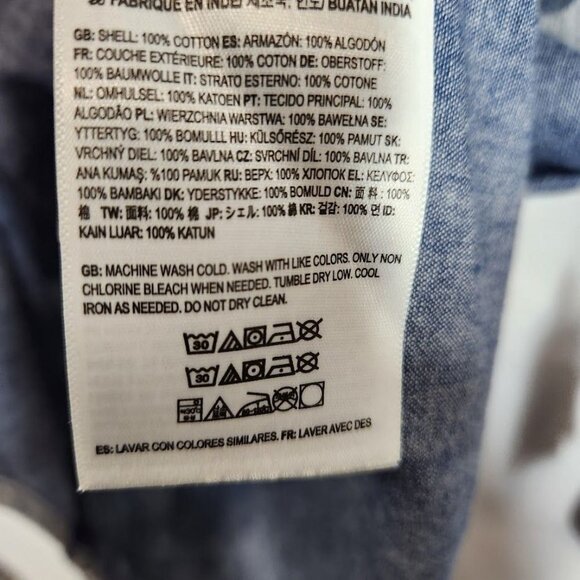 NWT Vans HOMESPUN LONG SLEEVE WOVEN TOP in Ashley Blue Size XS - Picture 9 of 9